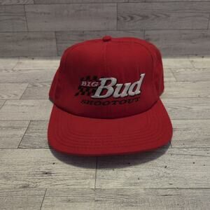 Vintage 90s 1996 Big Bud Shootout Budweiser Adjustable Cap Hat Embroidered Red